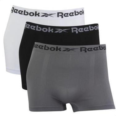 Imagem de Kit 3 Cuecas Boxer Masculina Sem Costura Reebok Microfibra, 1branco, 1