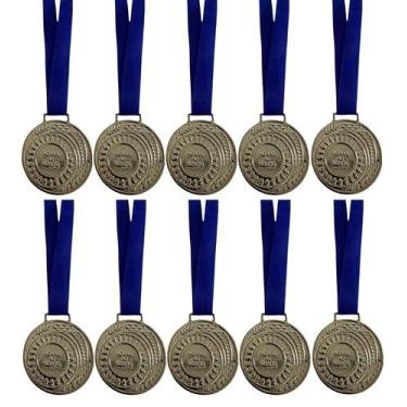 Imagem de Kit 10 Medalhas Honra ao Mérito Ouro Prata Bronze Aço 3,6cm - CRESPAR,