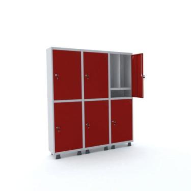 Imagem de Armário Guarda Volume Locker Roupeiro 6 Portas Aço 150cmx193cm - Pandi