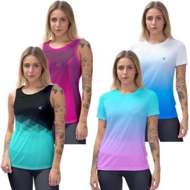 Imagem de Kit 2 Regata fitness Academia Feminina 2 Camiseta dry ciclismo Muscula