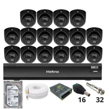 Imagem de Kit 16 Câmeras Intelbras 3220d Mini Black Com Áudio Dvr Intelbras Imhd