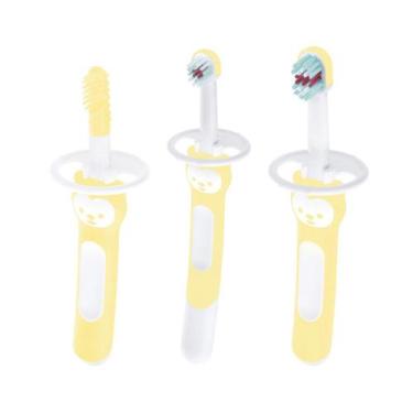 Imagem de Trio de Escovas Dental bebê e Infantil Mam, Amarelo