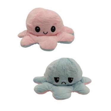 Imagem de Polvo Do Humor Polvo De Pelúcia Reversível - KINGLEEN, Rosa e cinza