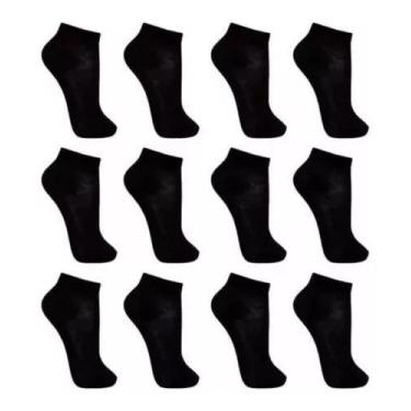 Imagem de Jogo Com 6 Pares Meias Soquete Unissex Meia Branca Preta Lisas - ALtom