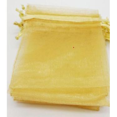 Imagem de 100 Saquinhos De Organza 20x30 Dourado Fita Cetim - OKABOX