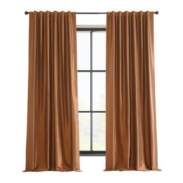 Imagem de HPD Half Price Drapes Cortinas blackout de seda falsa para decoração de quarto vintage texturizado (1 painel), PDCH-KBS36BO-96, chaleira de cobre