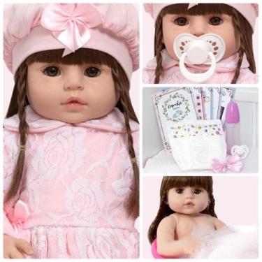 Imagem de Bebe Reborn de Silicone Princesa Fofa Vestido Rosa 13 Itens - Cegonha 