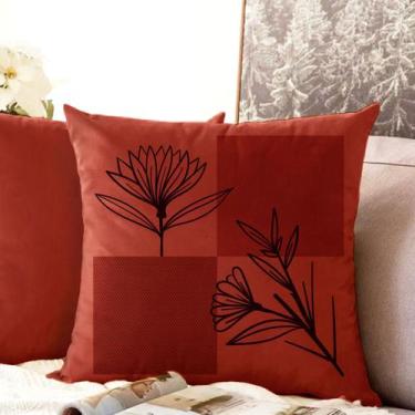 Imagem de Almofada Terracota Flores 40x40cm - Serigrafada Frente e Verso - FASTL