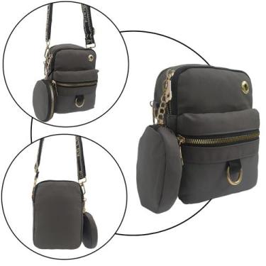 Imagem de Bolsa transversal tiracolo  mini bag com porta moeda - Ao Long, Cinza,