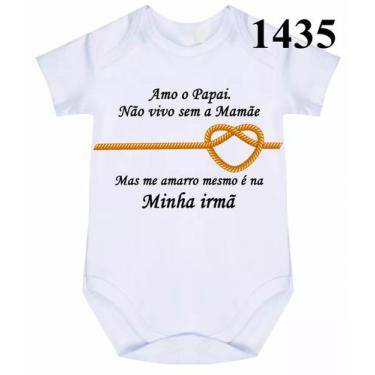 Imagem de body bebê me amarro mesmo e na minha irmã cód 1435 - nick aloha, Branc