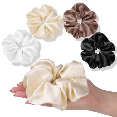 Imagem de OLESILK Silk Scrunchies Oversized 100% Mulberry: Grande para cabelos longos e grossos, macio e suave para não danificar o cabelo para dormir, moda vintage
