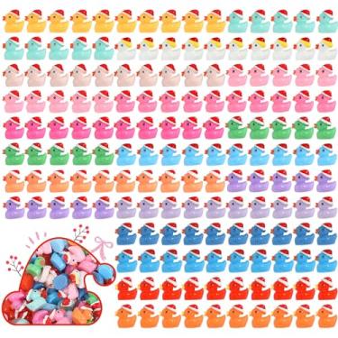 Imagem de ROMROC 160PCS Christmas Duck Mini Ducks Christmas Décor Miniature Figures Fairy Garden Aquarium Ornament Dollhouse Decoration DIY Slime Kit Birthday Party Hide and Seek Prank(16 Colors)