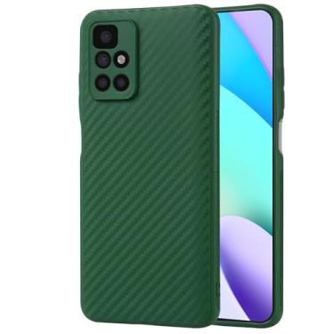 Imagem de Casecious Compatível com Xiaomi Redmi 10 e Redmi 10 Prime Matte Carbon Fiber Soft TPU Slim Cell Phone Back Basic Case Cover (Verde)