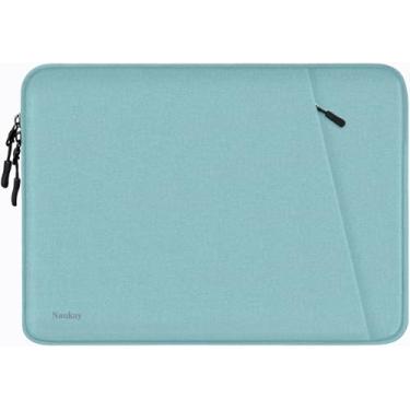 Imagem de Capa para laptop de 15,6 polegadas, capa protetora à prova de choque para computador com bolso de acessórios, bolsa de viagem resistente à água compatível com MacBook Dell, HP, Acer Lenovo, azul claro
