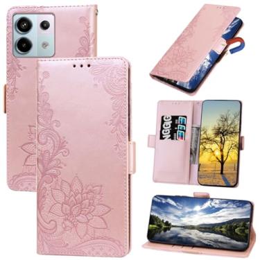 Imagem de Monwutong Capa carteira para Redmi Note 13 4G (não 5G), capa de couro PU à prova de choque com fivela dupla e compartimentos para cartão de dinheiro para Redmi Note 13 4G, LSSK ouro rosa