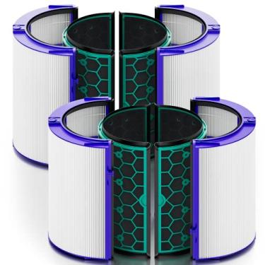 Imagem de Pacote com 2 filtros de substituição HP04 DP04 TP04 TP05 DP05 DP05 para purificador de ar Dyson, selado em dois estágios de vidro combinado de 360° HEPA verdadeiro e filtro de carbono ativado