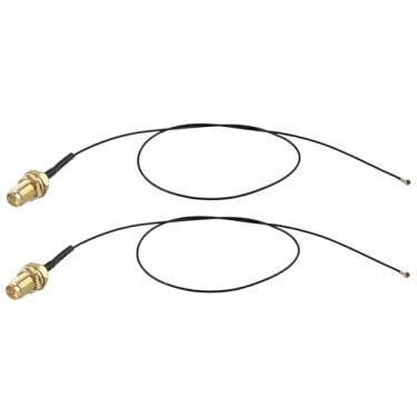 Imagem de Futheda 2 peças U.FL IPX IPEX MHF4 para RP-SMA fêmea montagem anteparo WiFi cabo de extensão de antena 0,81 mm cabo de trança coaxial 30 cm/12 polegadas para interface M.2 NGFF placa de rede sem fio