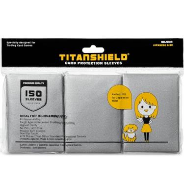 Imagem de TitanShield (Manga 150) Colorido Pequeno Tamanho Japonês Mangas Protetor de Baralho para Yu-Gi-Oh, Cardfight!! Vanguard & More (Prata)