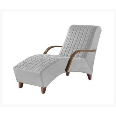 Imagem de Poltrona Divan Chaise Com Braço Cinza Sued - Plataforma Estofados