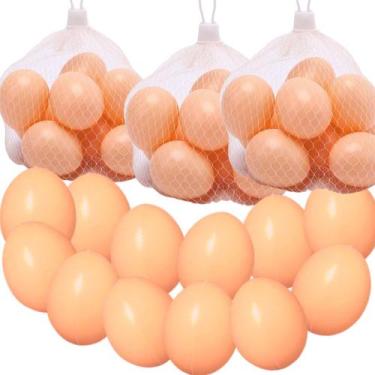 Imagem de Kit 36 Ovos Falsos De Plástico Para Indez Galinha Poedeira - Europio