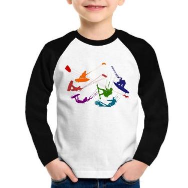 Imagem de Camiseta Raglan Infantil Kite Surf Freestyle Manga Longa - Foca na Mod