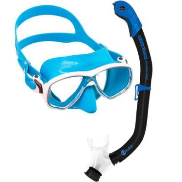 Imagem de Kit de Mergulho Máscara+Respirador Cressi Marea Color + Orion Dry, Azu
