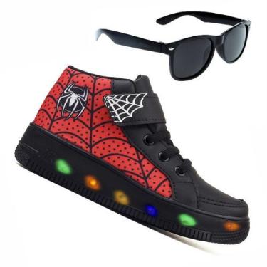 Imagem de Botinha De Led Led Masculino Aranha Meninos Estilo Barato Calce Facil 