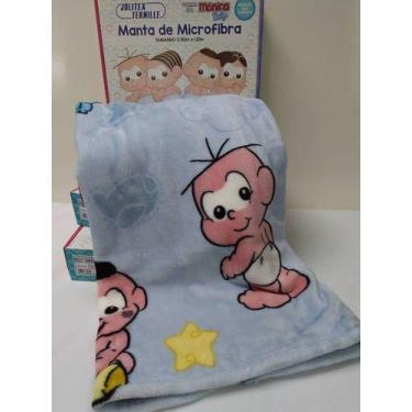 Imagem de Manta / Cobertor Bebe Turma Monica Cebolinha Brincadeira - Jolitex, Az