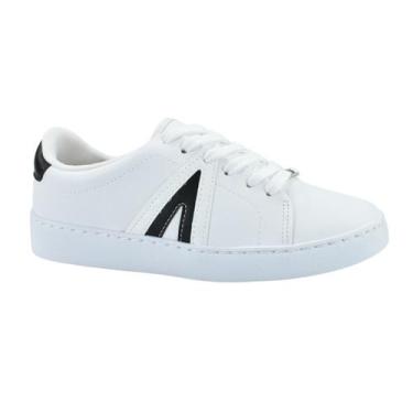 Imagem de Tênis Vizzano Casual Listras Pretas Feminino Branco, Branco, Preto, 35
