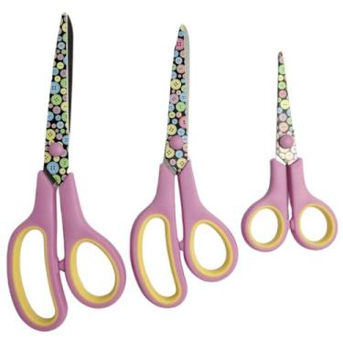 Imagem de Kit 3 Tesouras Para Costura Decorada Botão Rosa - Armarinhos Beaba