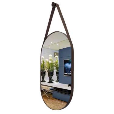 Imagem de Espelho 76x43 Oval Moderno + Pendurador - VSA, Café