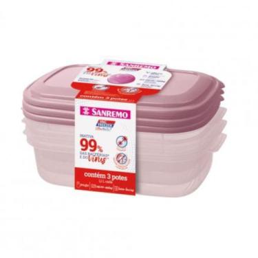 Imagem de Kit 3 Potes Retangulares 1,1l Hermético Atóxico Sanremo