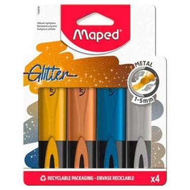 Imagem de Kit Marca Texto Com 4 Cores Fluopep Glitter Blister 1-5mm Maped  