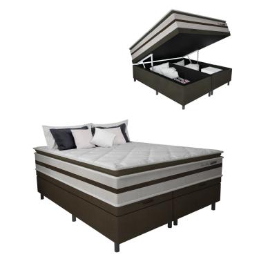 Imagem de Cama Box Baú Casal Queen Gazin Colchão Molas Ensacadas Pillow Top Love Story 158x198x71cm Branco / M