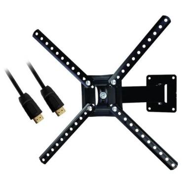 Imagem de Kit Suporte Tv Bi-Articulado 10-55'' + Cabo Hdmi 3Mt - DRAIK