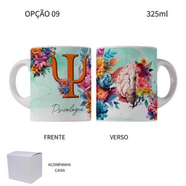 Imagem de Caneca 325ml Profissões Psicologia Psicóloga Flores - LARANJA E MIMOS