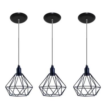 Imagem de Luminária Teto Pendente Aramado Diamante 03 un - Shoppingnet