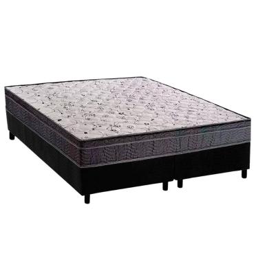 Imagem de Conjunto Box Queen: Colchão Espuma Ortobom D20 Physical Super Hiper Resistente 17 + Base CRC Suede Black (158x198)