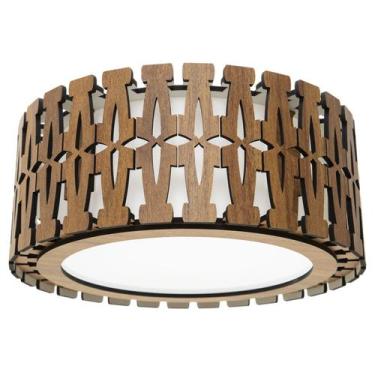 Imagem de Luminária Decorativa Madeira Plafon Redondo Ubatuba 45cm - CREATUS, Fr