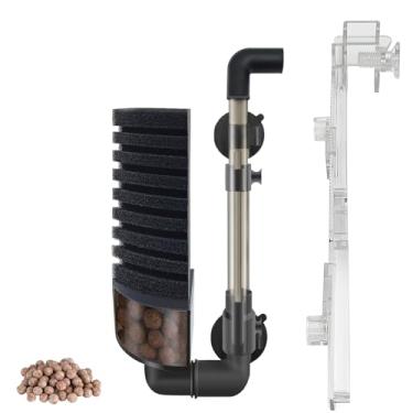 Imagem de DEGGOX Filtro de esponja de aquário, filtro de aquário de clipe com bola de mídia de cerâmica biológica, para criação de camarão betta nano aquático, sapo aquático, aquário de 5 a 10 galões