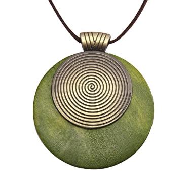 Imagem de Bjesinmo Colar de couro feminino longo boho pingente hippie colar boêmio corda de couro em camadas joias de madeira presentes, Couro sintético, Sem Pedra Preciosa