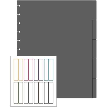 Imagem de Eleven Discs Divisórias de aba de poliéster para cadernos com encadernação em disco para Circa, Arc, TUL (preto semitransparente, conjunto de 5)