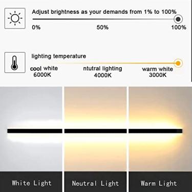 Imagem de Luminária de parede LED interna com controle remoto, arandela moderna regulável, longa, arandela de acrílico minimalista, para parede interna, garagem, luzes pretas, luminária de parede inte