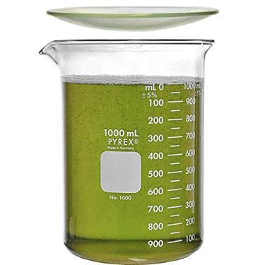 Imagem de Corning pirex 1000-1l, copo de vidro de 1000ml com pirex 9985-125, vidro de relógio de 125mm, grifo baixo, escala dupla (simples)