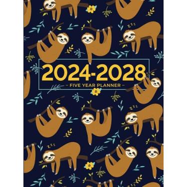 Imagem de 5 Year Monthly Planner 2024-2028 | Large | Cute Sloths Sleeping and Hanging Around: Calendar Book (US Federal Holidays, Moon Phases, Vision Board) Five Years / 60 Months: January 2024 – December 2028