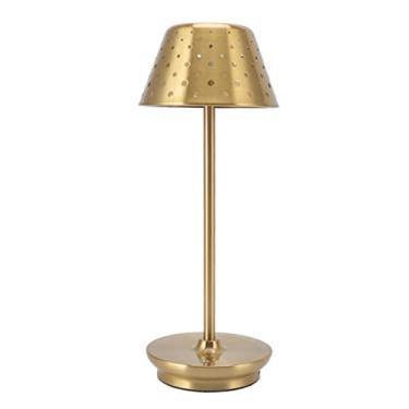 Imagem de Lâmpada de Mesa LED, Luz de Mesa de Toque Regulável Sem Fio retrô Com Escurecimento de 3 Cores e área de Iluminação de 360 ​​graus e Carregamento USB Tipo C (Ouro)