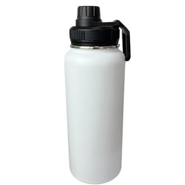 Imagem de Garrafa Térmica de Água 1 Litro Com Alça e Sistema Antivazamento Em Aço Inoxidável Garrafinha Térmica de Água 1L em Inox Barganha Mix (Branco)