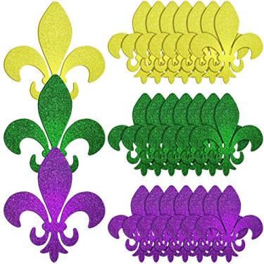 Imagem de Adesivos de 24 peças de carnaval adesivos de espuma de glitter de carnaval grandes adesivos em formato de carnaval decoração temática colorida de carnaval para fotos de Mardi Gras DIY artesanato (verde, amarelo, roxo)