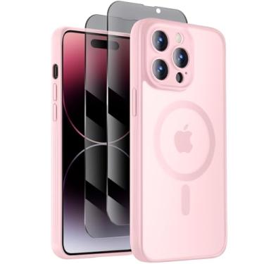 Imagem de Symcele Capa projetada para iPhone 14 Pro Max, compatível com MagSafe, com protetores de tela de privacidade X2, [proteção da câmera] [proteção contra quedas militares] capa de telefone à prova de