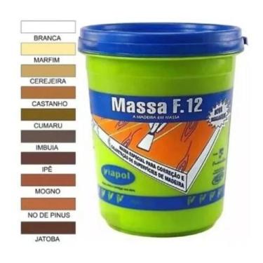 Imagem de massa para madeira f12 viapol oito cores 400g, cumaru